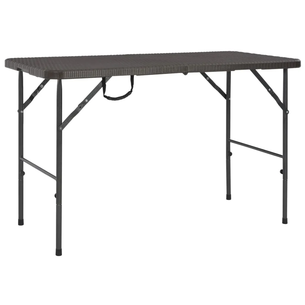 Tavolo Pieghevole 120x60 Marrone HDPE Rattan - Perfetto per il Picnic