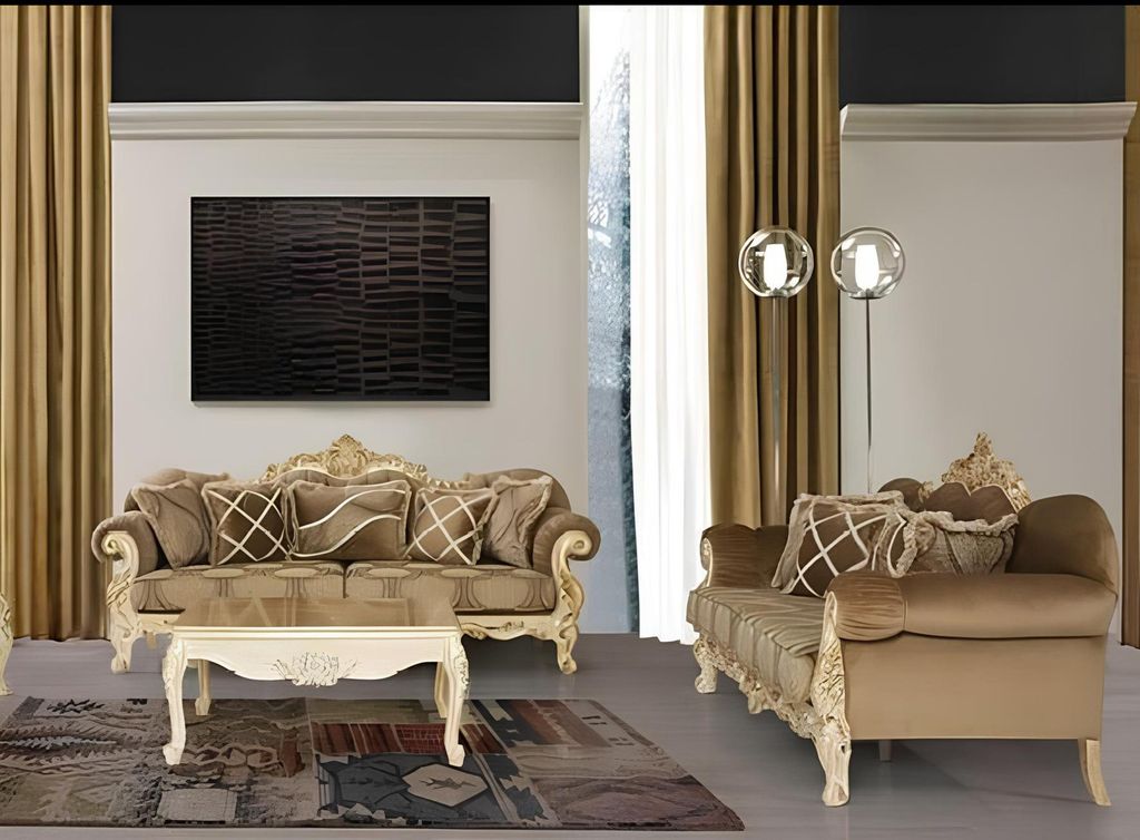 Sofagarnitur 3+3Sitz Klassische Möbel Sofa Sofas Stoff Wohnzimmer Couch Set Neu