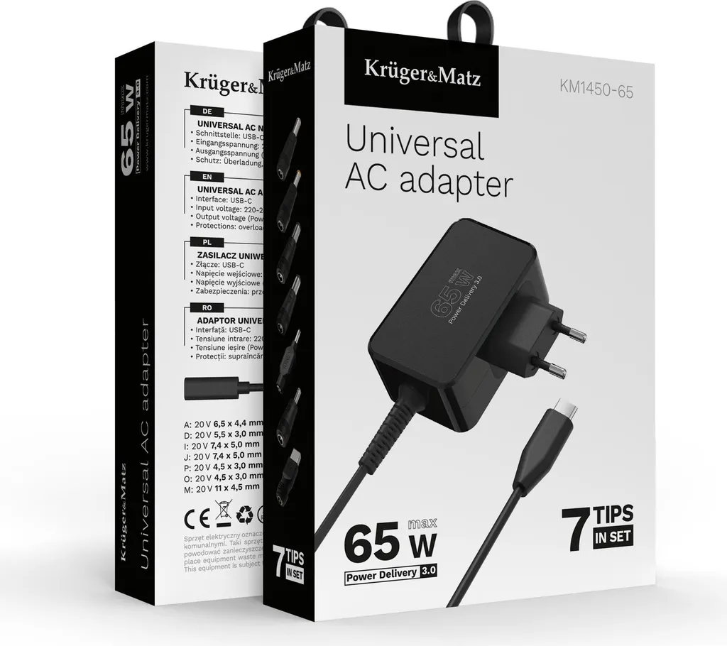 Chargeur PC Portable Universel 65W USB-C Idéal pour le Télétravail