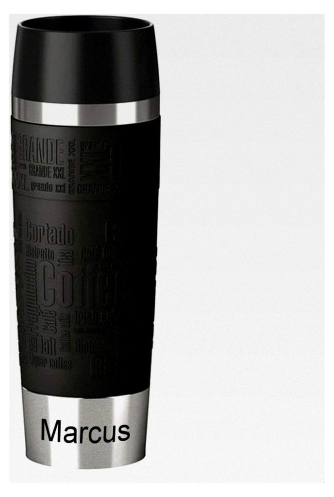 Edelstahl Isolierbecher mit Gravur (z. B. Namen) 500ml TRAVEL Mug Grande Manschette Schwarz
