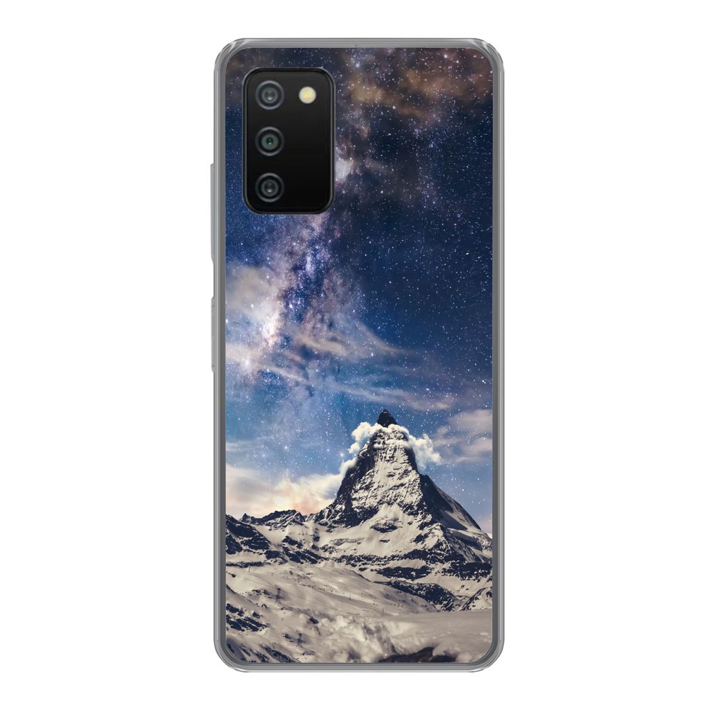 MuchoWow Handyhülle Schutzhülle Hülle für Samsung Galaxy A03s Berge - Sterne - Universum - Jungen - Mädchen - Kinder Silikon Softcase Handy ...