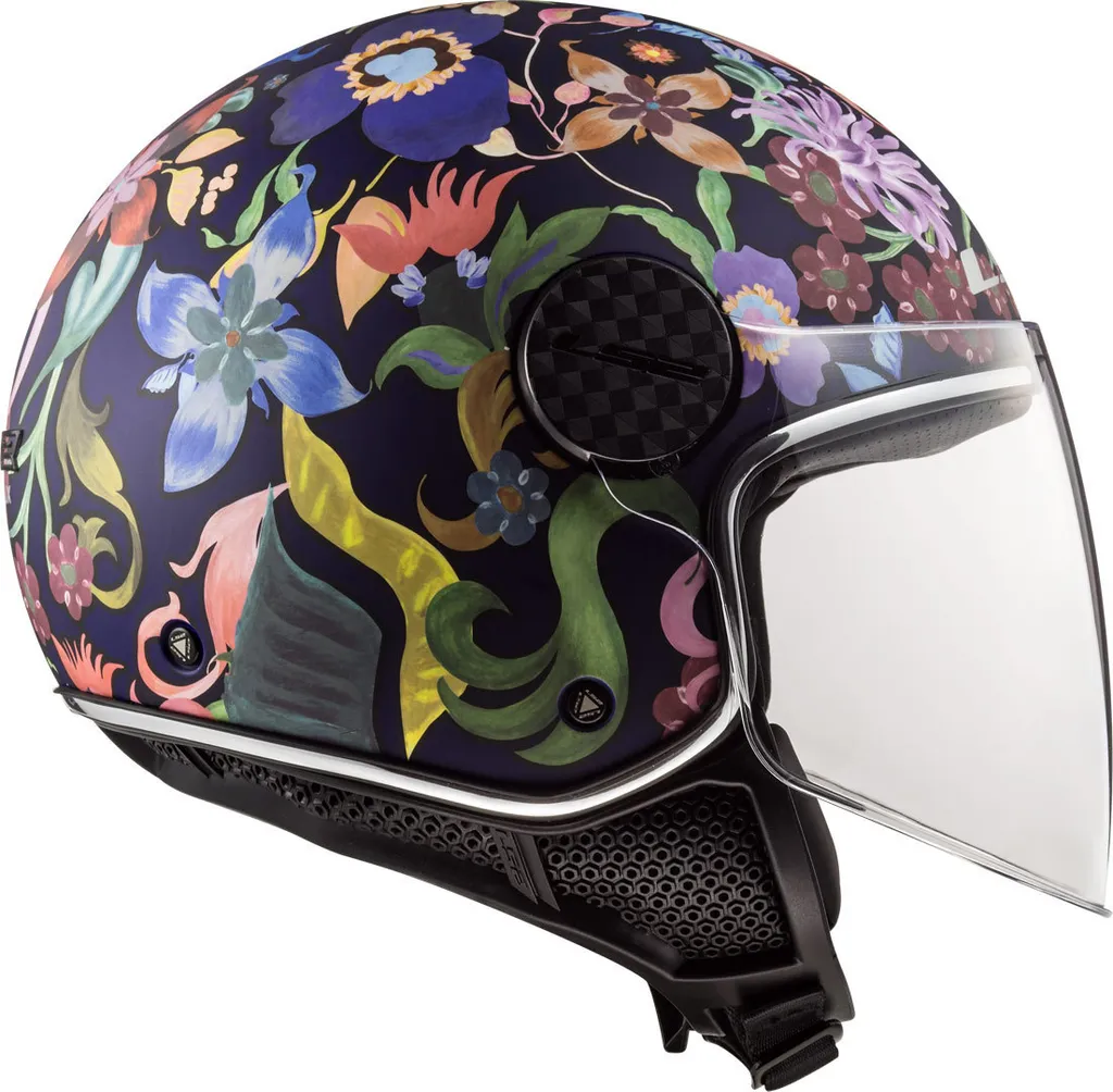 Casque scooter LS2 Sphere Lux Bloom Deco Noir idéal pour la ville