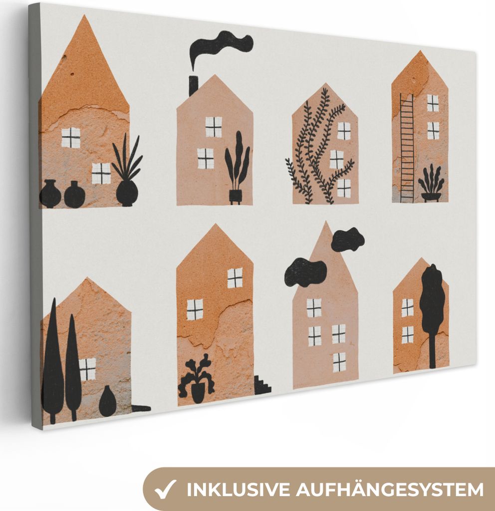 OneMillionCanvasses - Leinwandbilder - 150x100 cm, Zuhause - Kinder - Mond - Farbe - Orange, Wandbilder Kunstdruck Wanddekoration - Foto auf Lein...