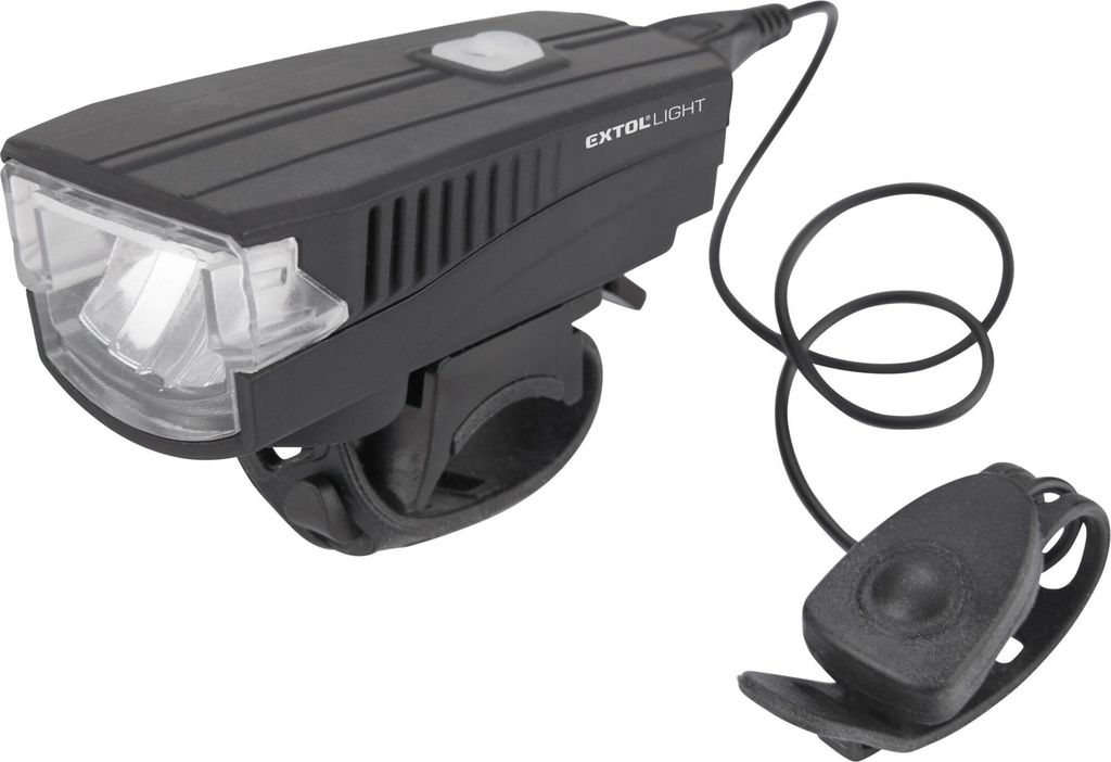 Světlo bílé na kolo 350lm, USB nabíjení, klakson, 5W LED