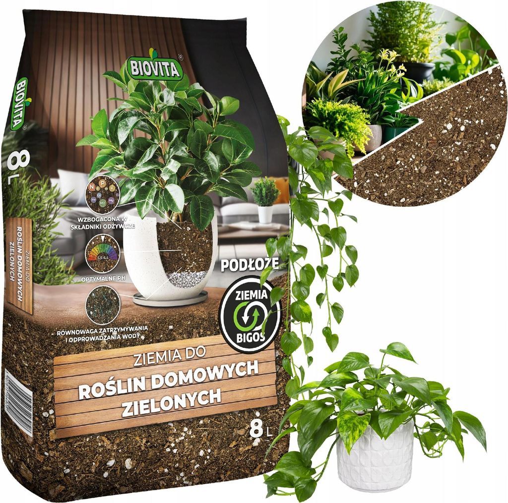 Terreau pour plantes d'intérieur Bigos 8L Substrat léger et Image du produit 