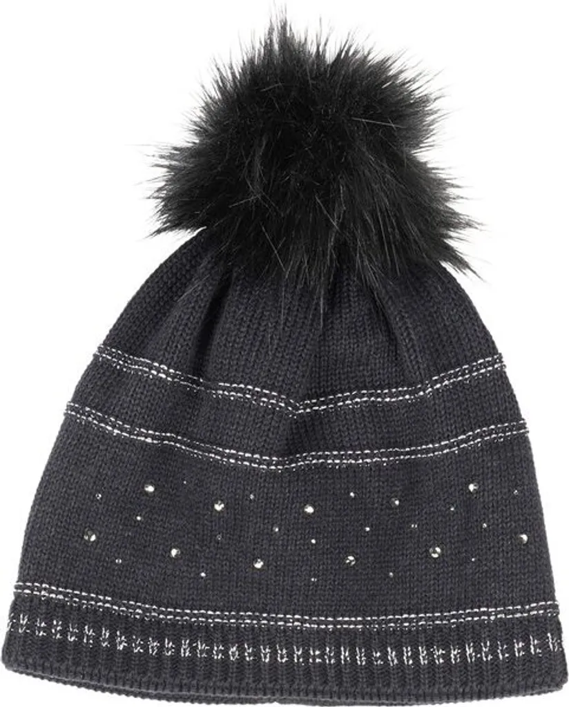 Bonnet d'équitation chaud Pikeur femme strass gris chiné taille 55/57