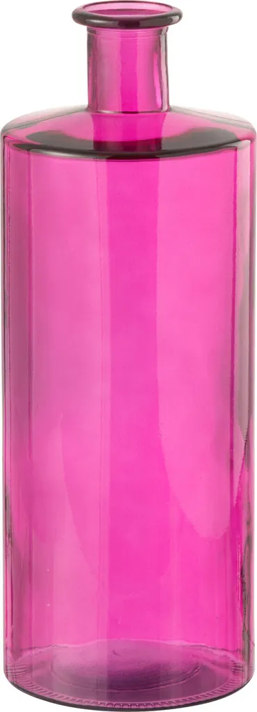 J-Line Vase Bouteille en Verre Rose Moyen - Décoration Bohème Chic 31cm