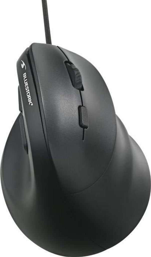 Maus, Ergonomisch, Vertikal, Kabelgebunden, Bluestork ERGO LUMI FILAIRE, Schwarz