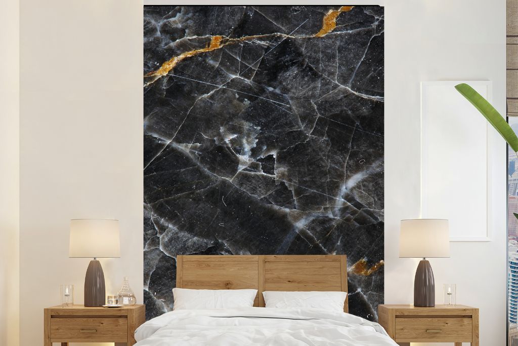 MuchoWow Fototapete für Wohnzimmer oder Schlafzimmer Wandtapete Vinyl Motivtapete Marmor - Limone - Muster - 195x300 cm - Das Hintergrundbild