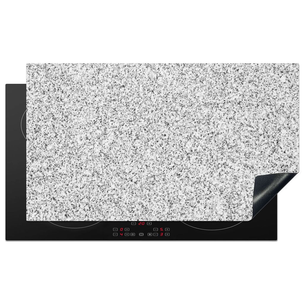 KitchenYeah Herdabdeckplatte Granit - Schwarz - Weiß - Gemustert - Grau , 91x52cm, Küche Deko, Glaskeramikkochfeld Herdabdeckung, Abdeckplatte ...