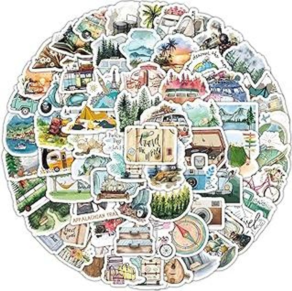 100 Stück Reise Sticker Set, Kreative Scrapbook Aufkleber, Koffer Graffiti Sticker, Fotoalbum Journaling Sticker Zubehör – wasserfeste Deko fü...