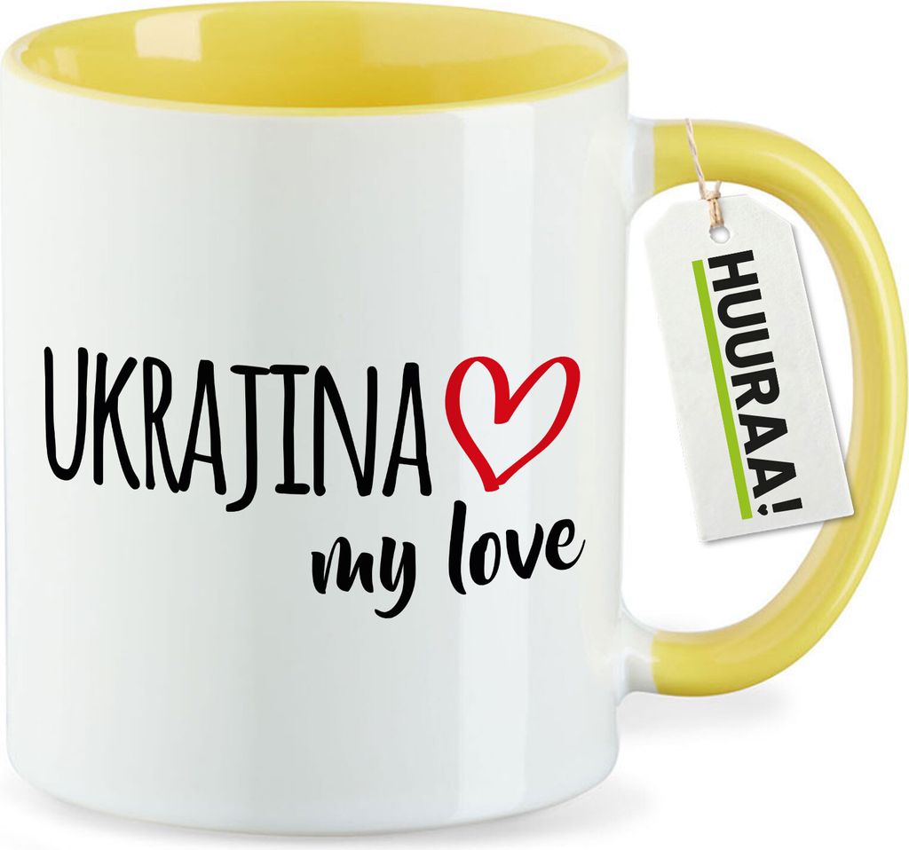 Huuraa Kaffeetasse Ukrajina my love 330ml Gelb Keramik Kaffeebecher Geschenkidee