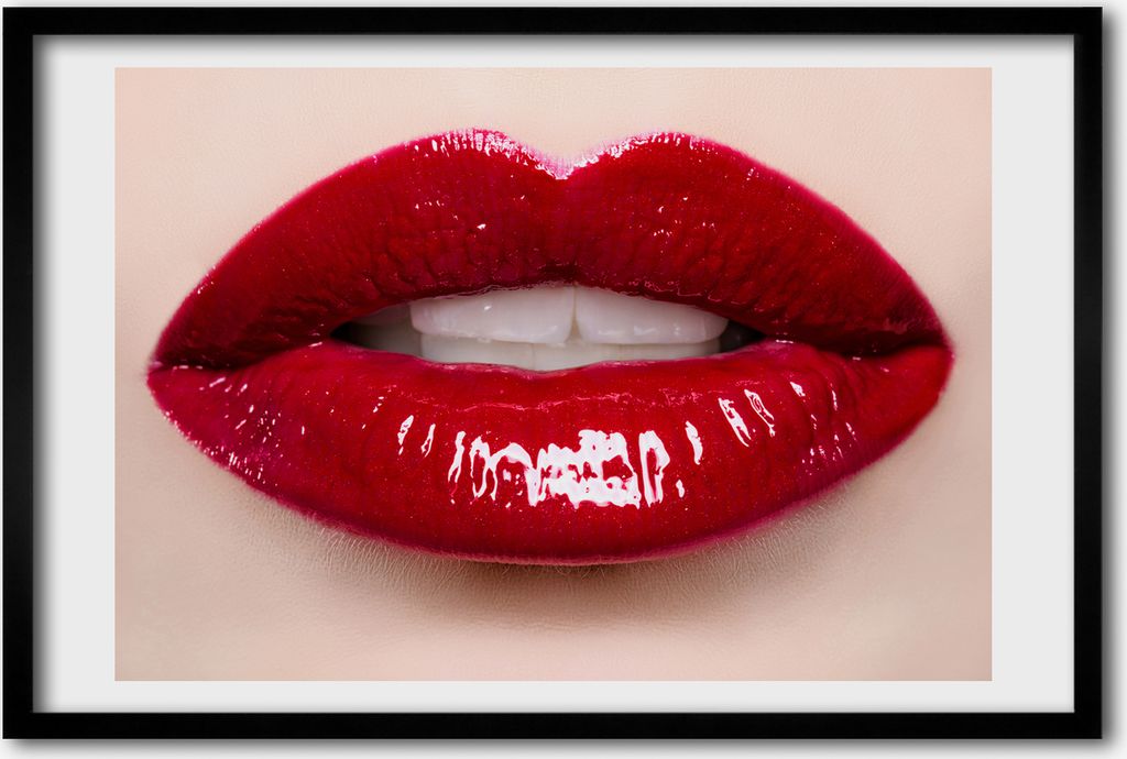 Bild 60x40 MDF-Rahmen, Wandkunst rote Lippen