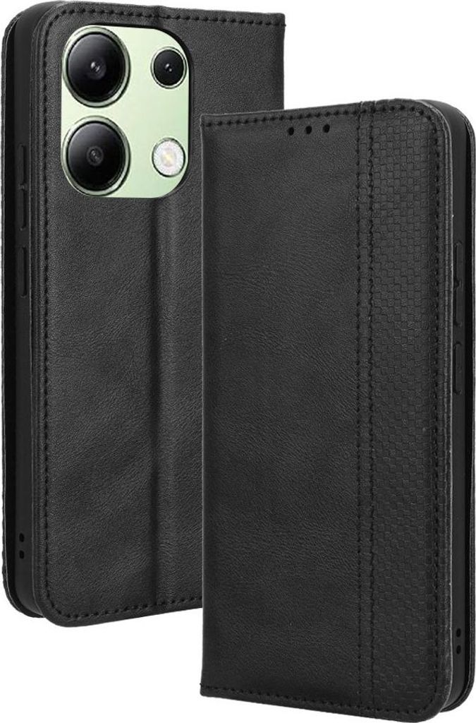 Xiaomi Redmi Note 13 4G Hülle - Coverup Vintage Style Klapphülle - Schwarz