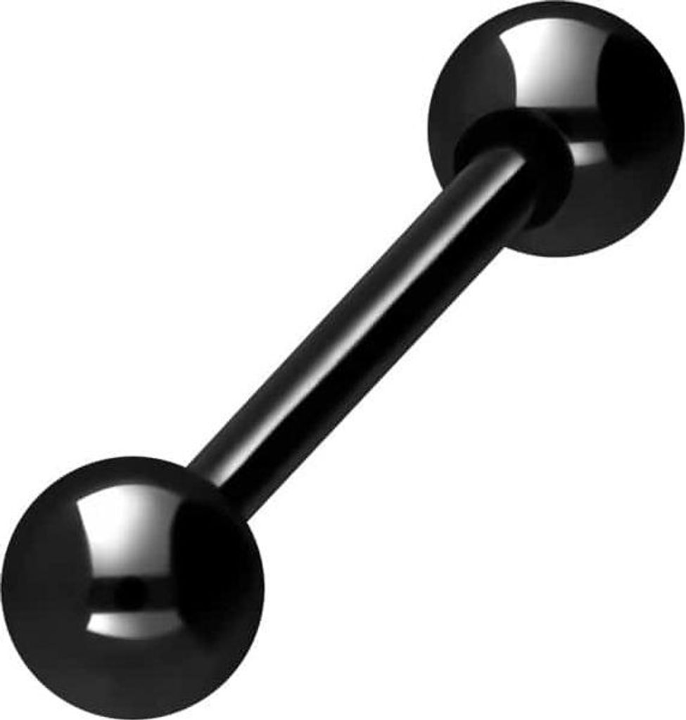 Zungenpiercing, Intim-Piercing Chirurgenstahl Barbell Schwarz Stablänge: 10mm + Stabstärke: 1mm + Kugelgröße: 3mm