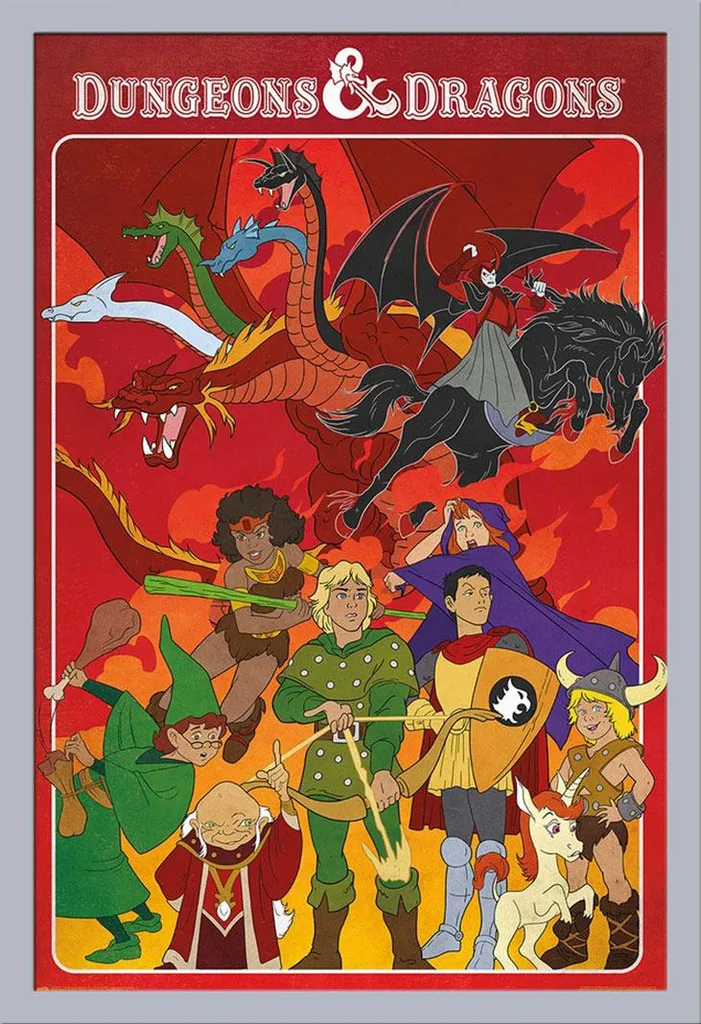 Déco Murale Dungeons & Dragons Poster avec Cadre Argenté Vitre Acrylique