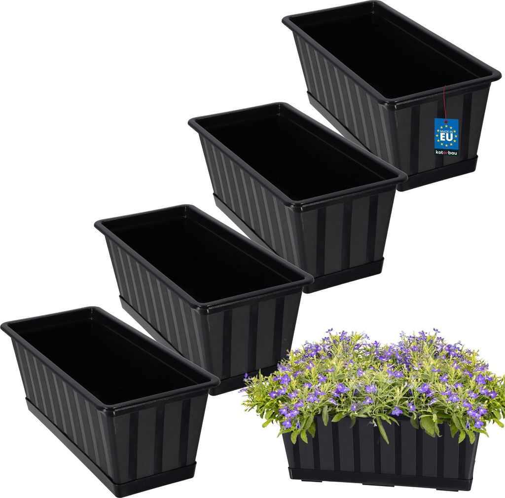 KOTARBAU® 4 pezzi Fioriera da Esterno PVC 40x18x14cm Immagine del prodotto 