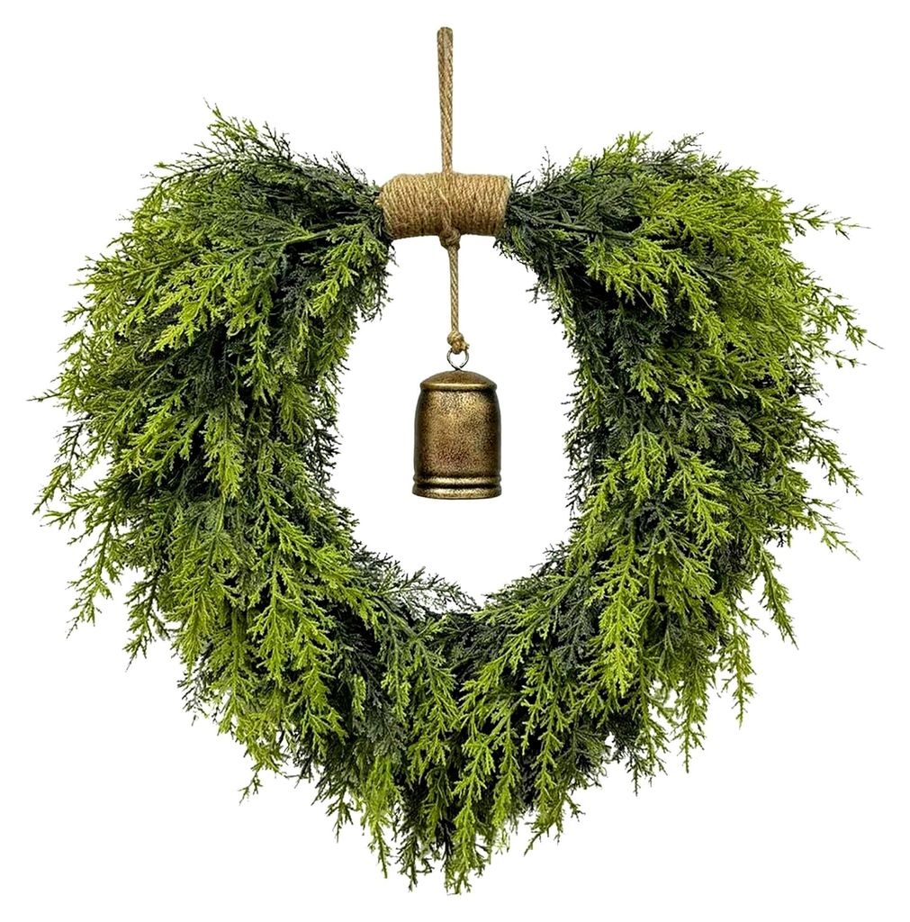 Weihnachtsdeko mit Glocke - Künstliches Weihnachtsgrün - Saisonale Dekoration für Fenster, Tisch, Wand, Wohnung, Terrasse, Innen- und Außenbereich