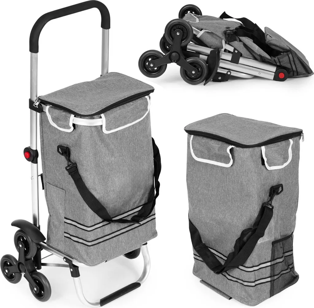 Chariot de courses 30L pliable pour escaliers et courses surgelées