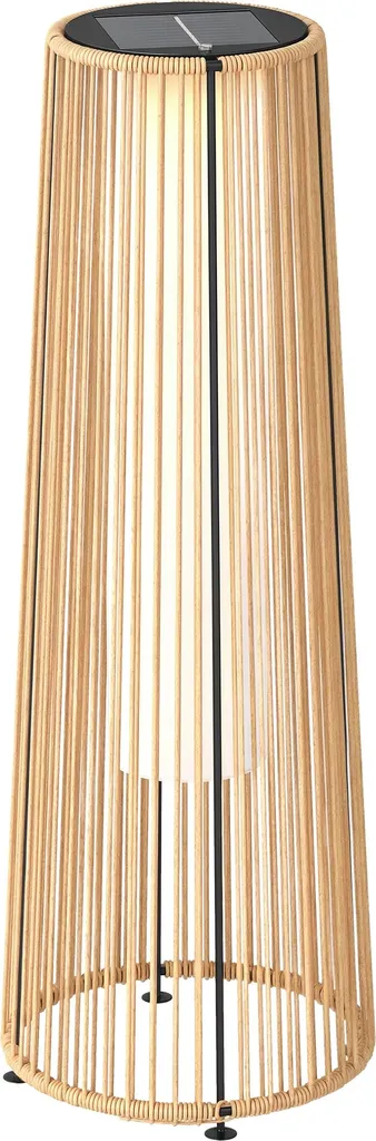 Lanterne de Jardin LED Design Colonial 61 cm en Résine Tressée Beige