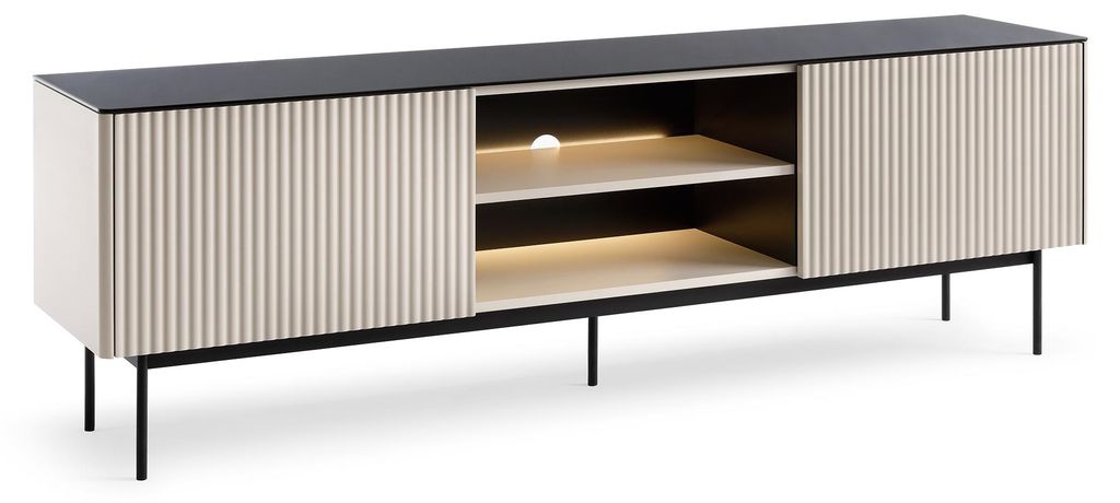 Masseno TV-Schrank VELLUTO 180 cm Fernsehschrank mit 2 Türen TV-Lowboard für Wohnzimmer Modern 180x39x57 cm Kaschmir / Kaschmir