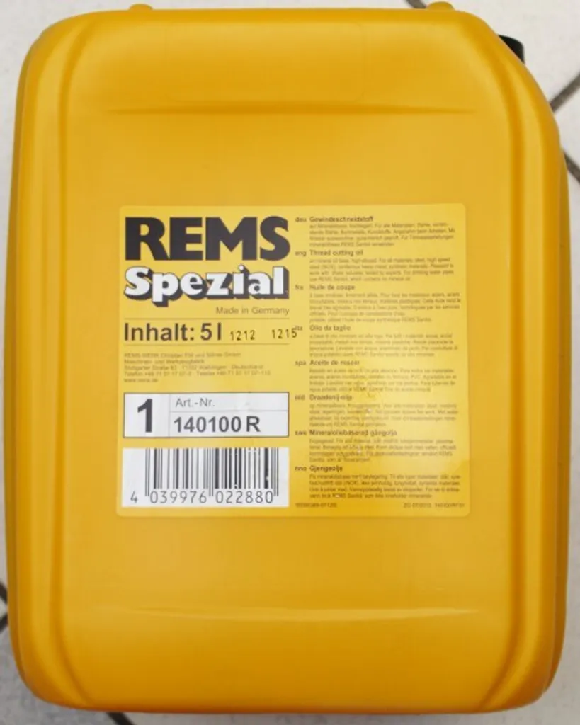 Fornitura REMS Sanitol 5L Olio Filettatura Sintetico | 140110 R
