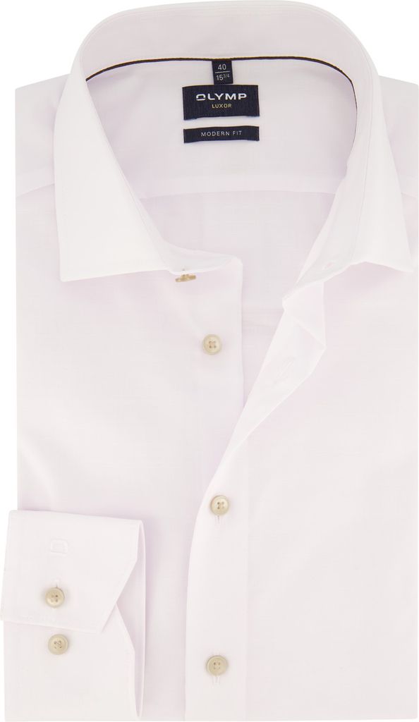 Olymp Businesshemd Luxor Modern Fit weiß einfarbig Baumwolle