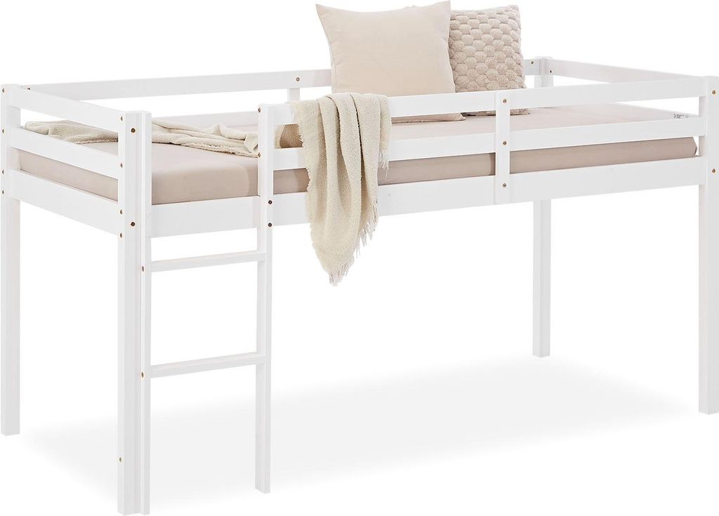 Lit enfant lit mezzanine superposés blanc bois pine 90x200 Image du produit 