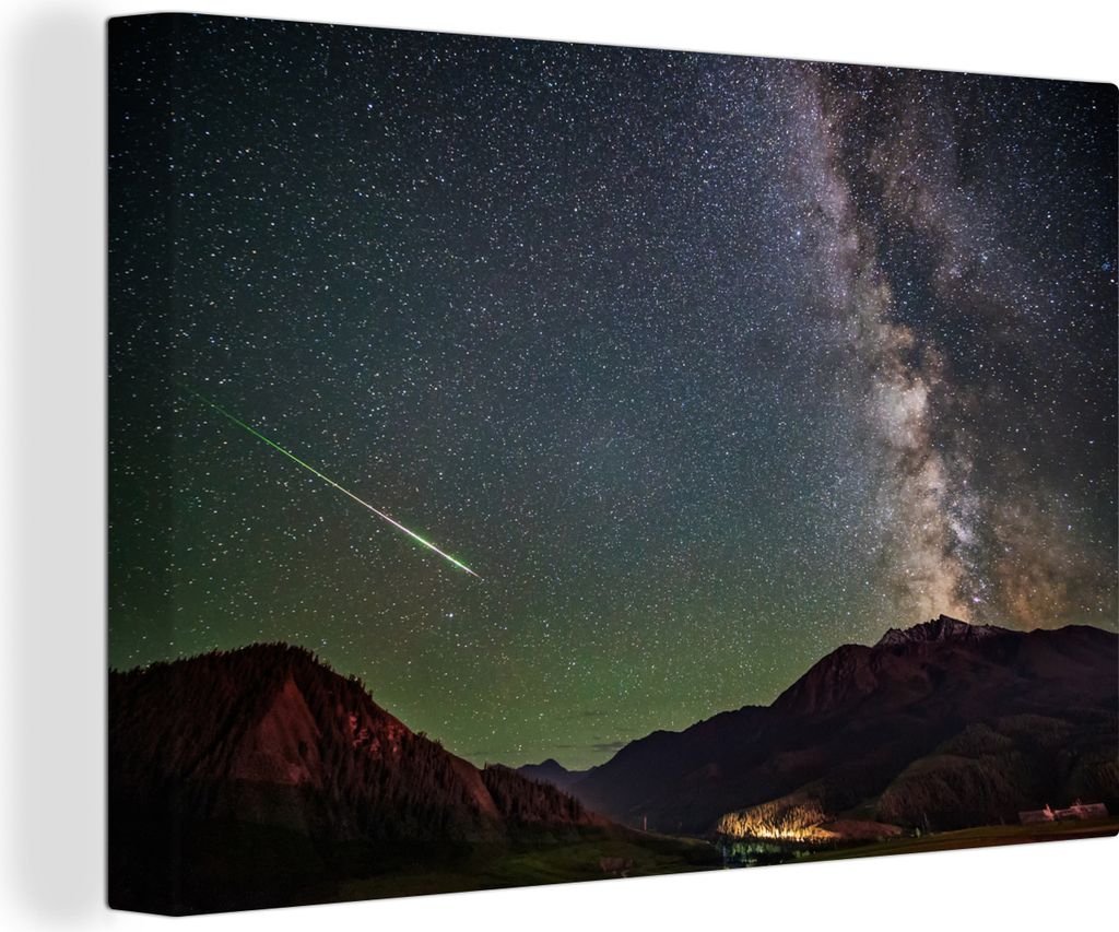 OneMillionCanvasses - Leinwandbilder - 140x90 cm, Eine Sternschnuppe und die Milchstraße über China, Wandbilder Kunstdruck Wanddekoration - Fot...