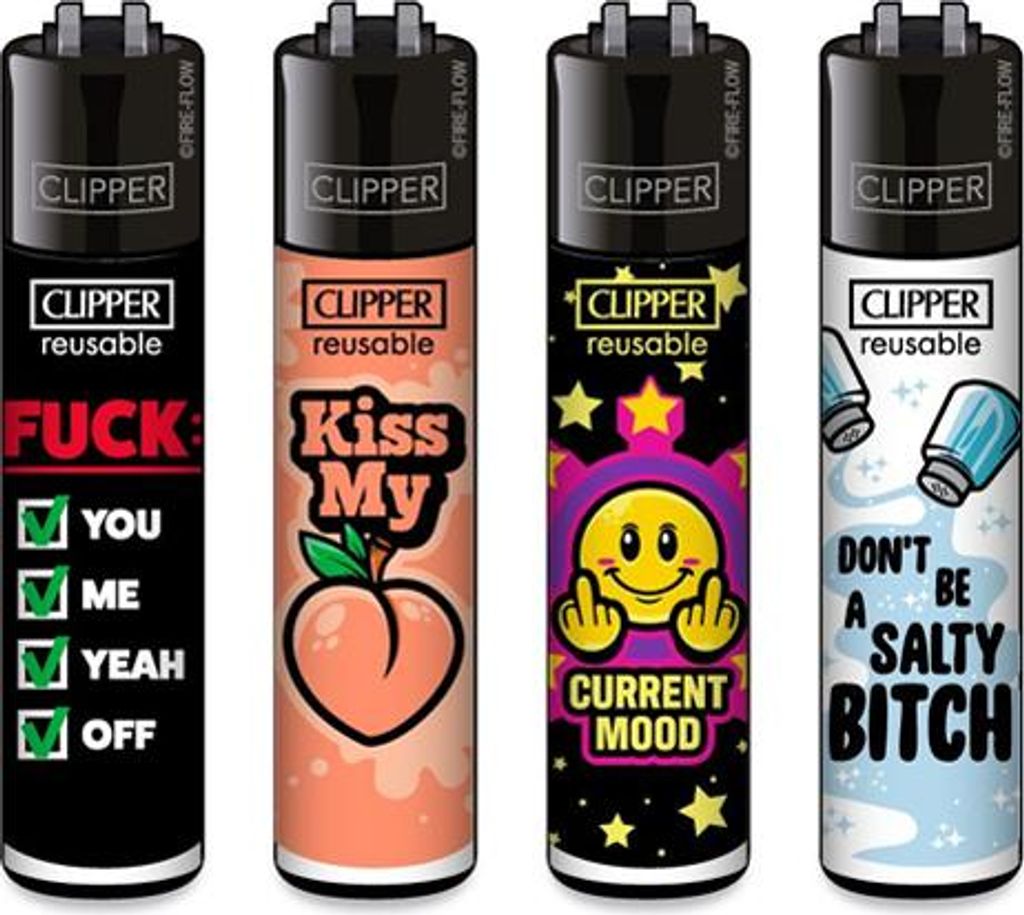 Clipper Reibrad Feuerzeuge Mix Slogan #13, 4 Stück Produktbild 
