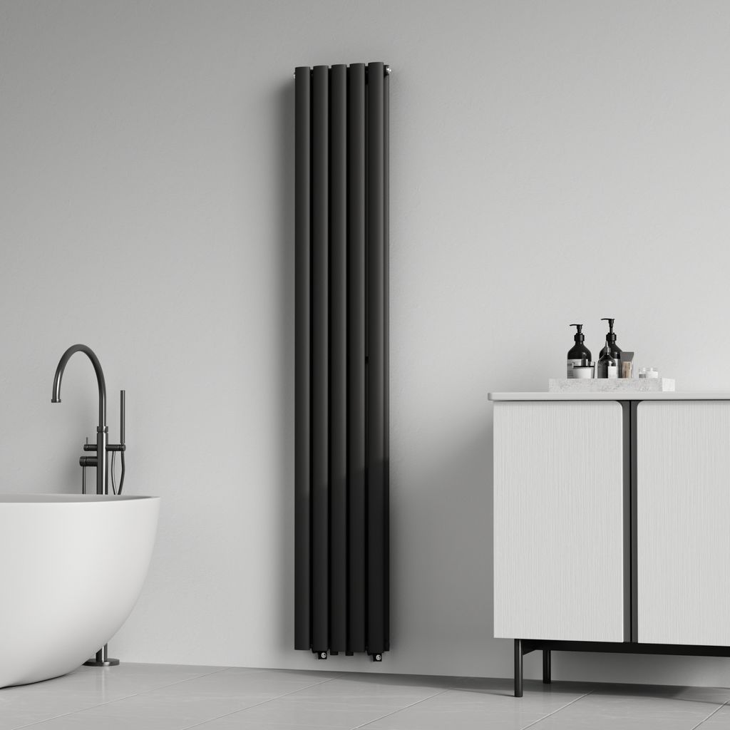 Röhrenheizkörper 'Nore' Schwarz 180x30cm Doppellagig 1122W Produktbild 