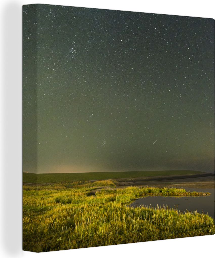 OneMillionCanvasses - Leinwandbilder - Bild auf Leinwand Wandbild Leinwandbild Amelands Natur und ein Sternenhimmel, 90x90 cm, Kunstdruck Wandkun...