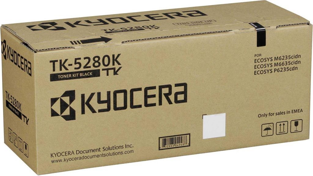 A cardboard box containing a Kyocera toner kit.