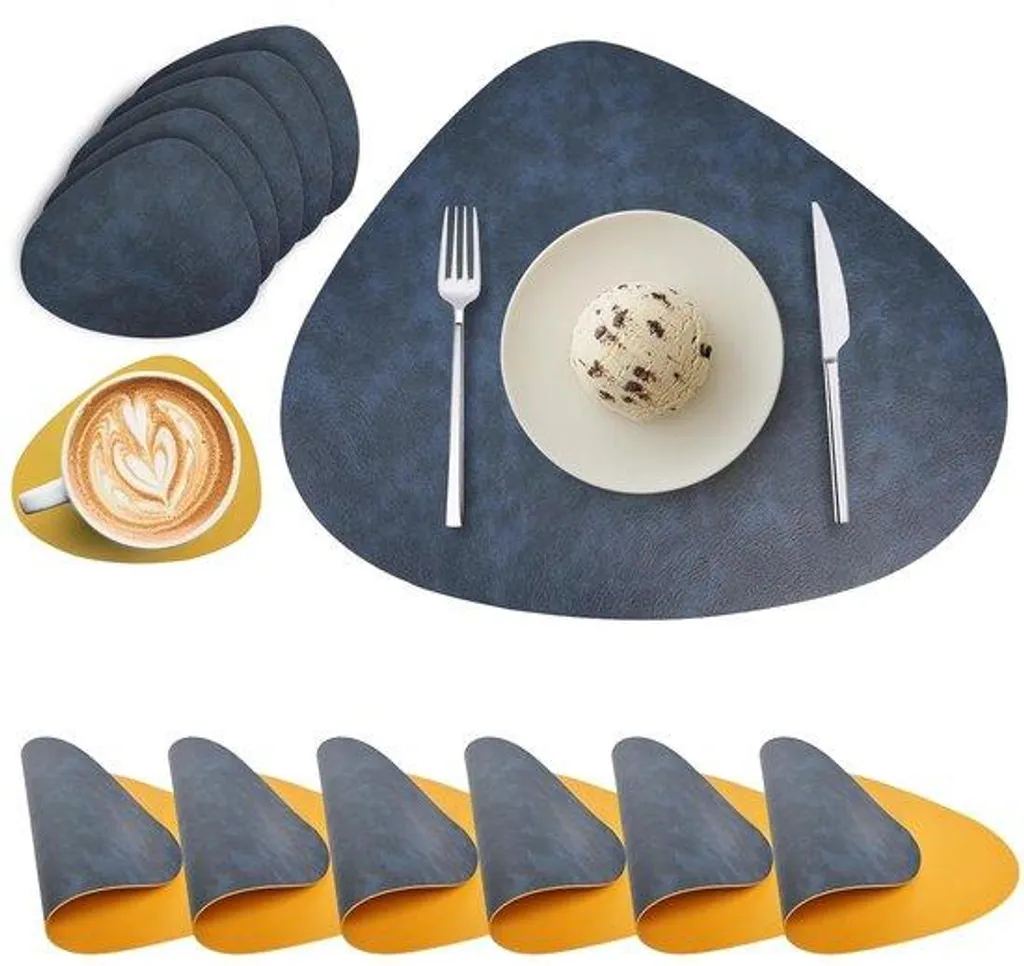 Set de table rond en cuir synthétique épais et imperméable lot de 6