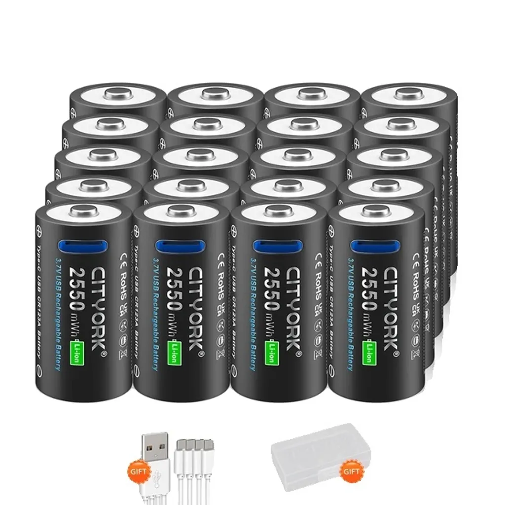 Batterie CR123A rechargeable USB Type-C : fini les piles jetables (20x)