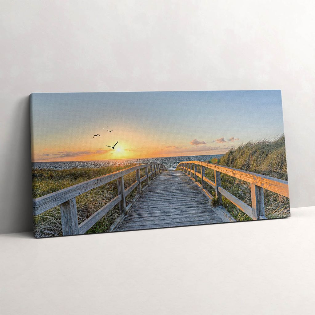 Strandurlaub in Deutschland – Leinwandbild Wandbild – 140x70 cm – Leinwandbilder – Wandbilder – Schlafzimmer – Flur