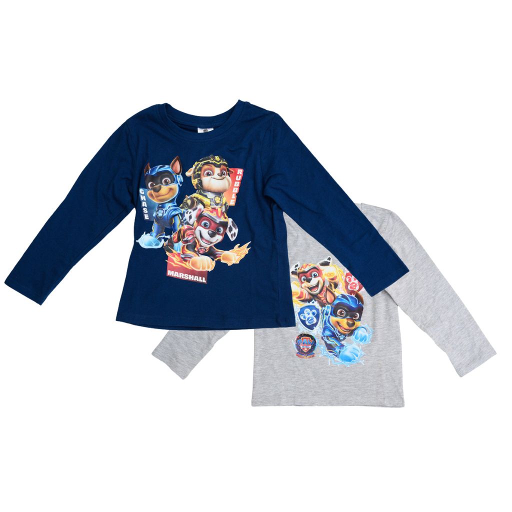 Kinder T-Shirt mit langen Ärmeln 2 Stück PAW PATROL, blau/grau - verschiedene Größen Größe: 122 - 128