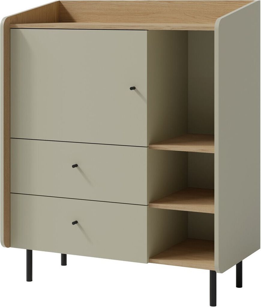 Furniture24 Kommode Alessio Ae9 Schubladenschrank 95 X 115 X 42 Cm Eukalyptus/Eiche Baltic Dune