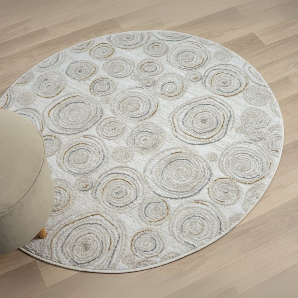 Teppich CERCHI rund Creme-Multi 120 x 120 cm