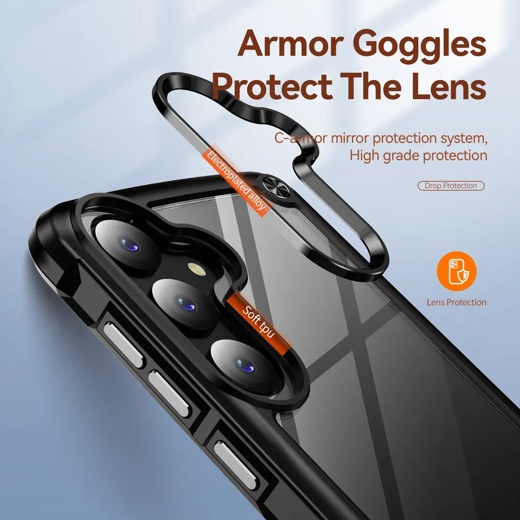Custodia Samsung S24 Antiurto Ibrida: Protezione Trasparente e Bumper Nero