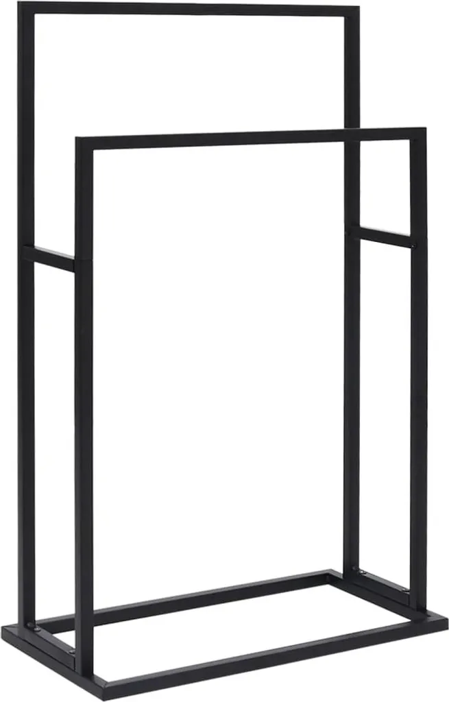 Porte-serviettes sur pied en fer noir 48x24x78,5 cm pour salle de bain