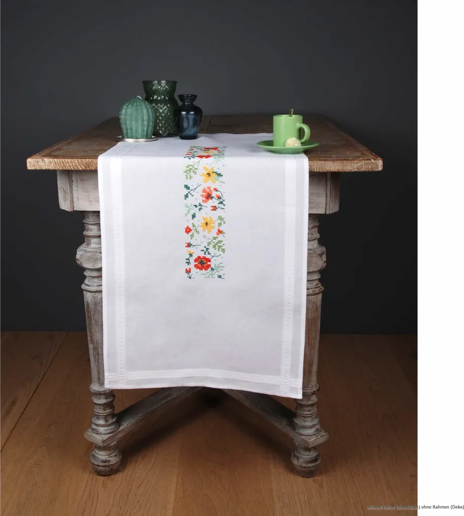 VERVACO Kit Punto Croce Prestampato Centrotavola UCCELLI CANORI Biancheria Da Tavola Set Fai Da Te Creativo 40 x 100 cm Kit Hobby Creativi Adulti Casa Decor Cross Stitch Runner