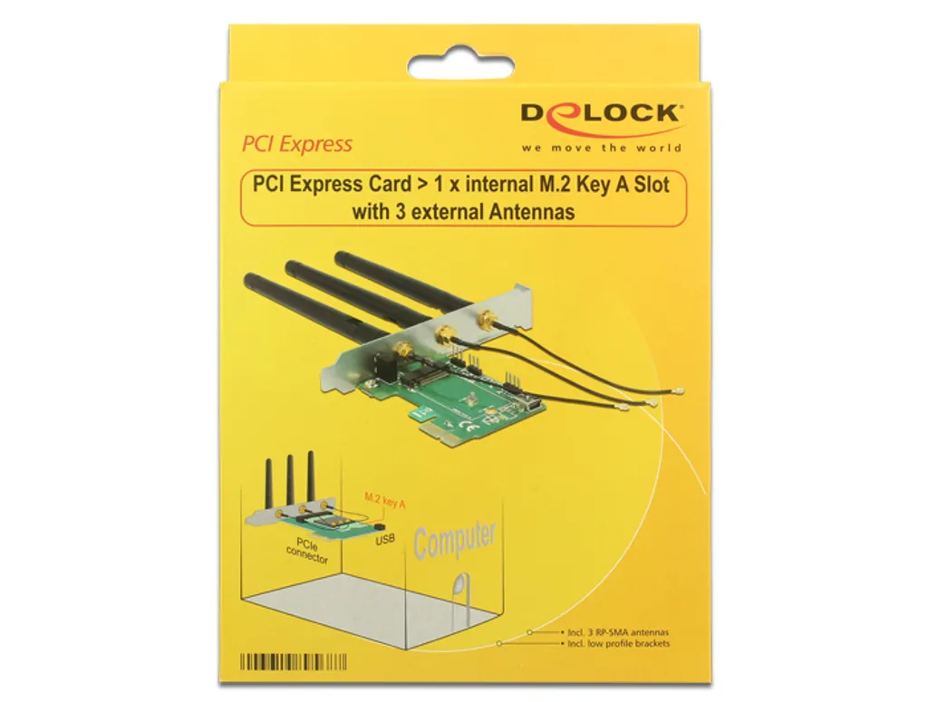 Adaptateur PCI Express vers M.2 Key A avec 3 Antennes pour PC Bureau
