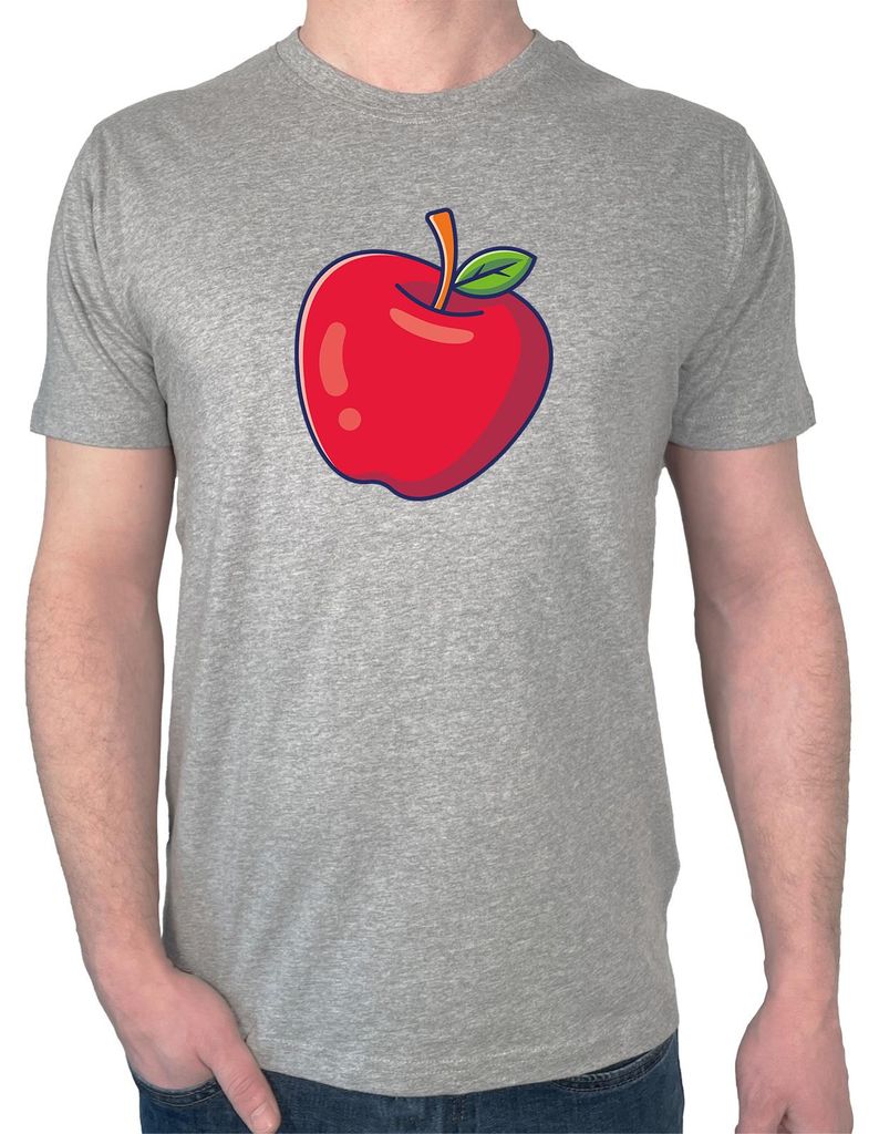Huuraa Herren T-Shirt Apfel Comic S Sport Grey Bio Baumwolle Fairtrade Herrenshirt Geschenkidee