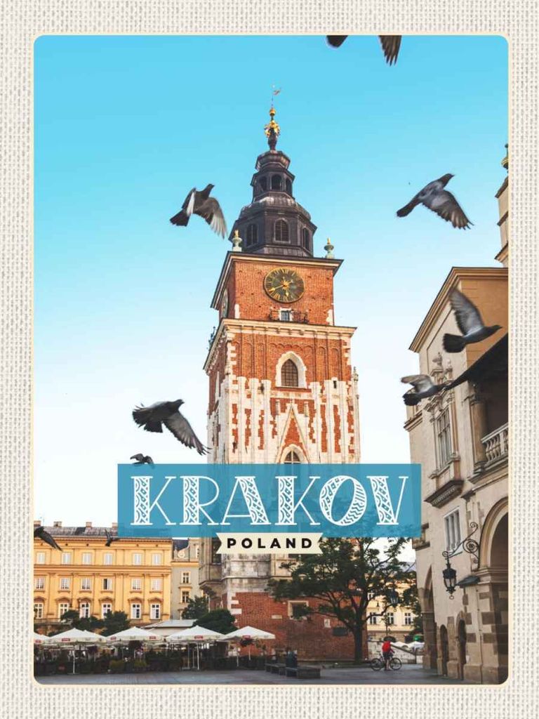 vianmo Holzschild 40x30 cm Krakow Polen Riese Europa Gemälde Bildmotiv Reisemotiv