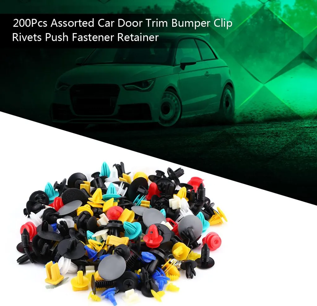 Kit 200 Rivetti Paraurti Universali: Clip Fissaggio Plastica Auto