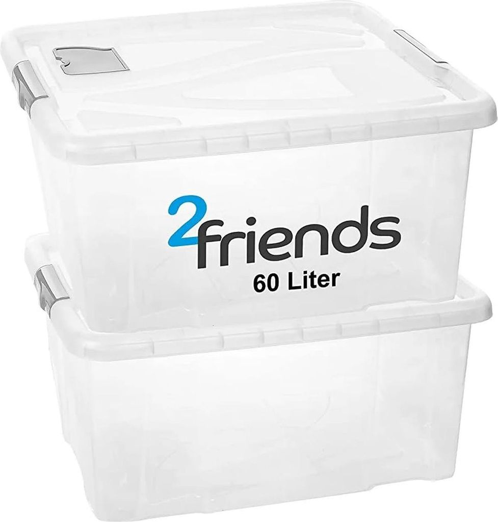 Stapelbare Aufbewahrungsbox 60L mit Deckel, transparent, vielseitig nutzbar
