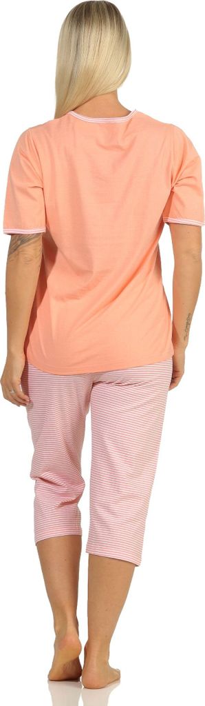 Toller Damen Capri-Schlafanzug mit 3/4-Hose, mit Frontprint "New York City Loving" 66337 ; apricot , 48