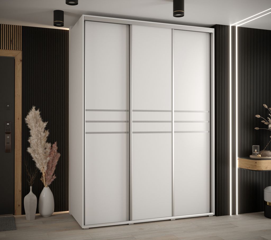 Kleiderschrank YVONA 10 - 180/60 cm, weiß/silber