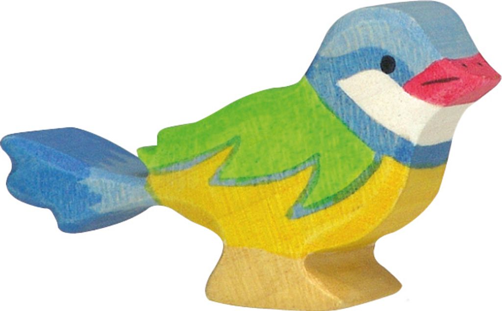 Holztiger Blaumeise Vogel Holzfigur